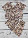 Girls Tan Camo Scallop Set