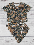 Girls Green Camo Scallop Set